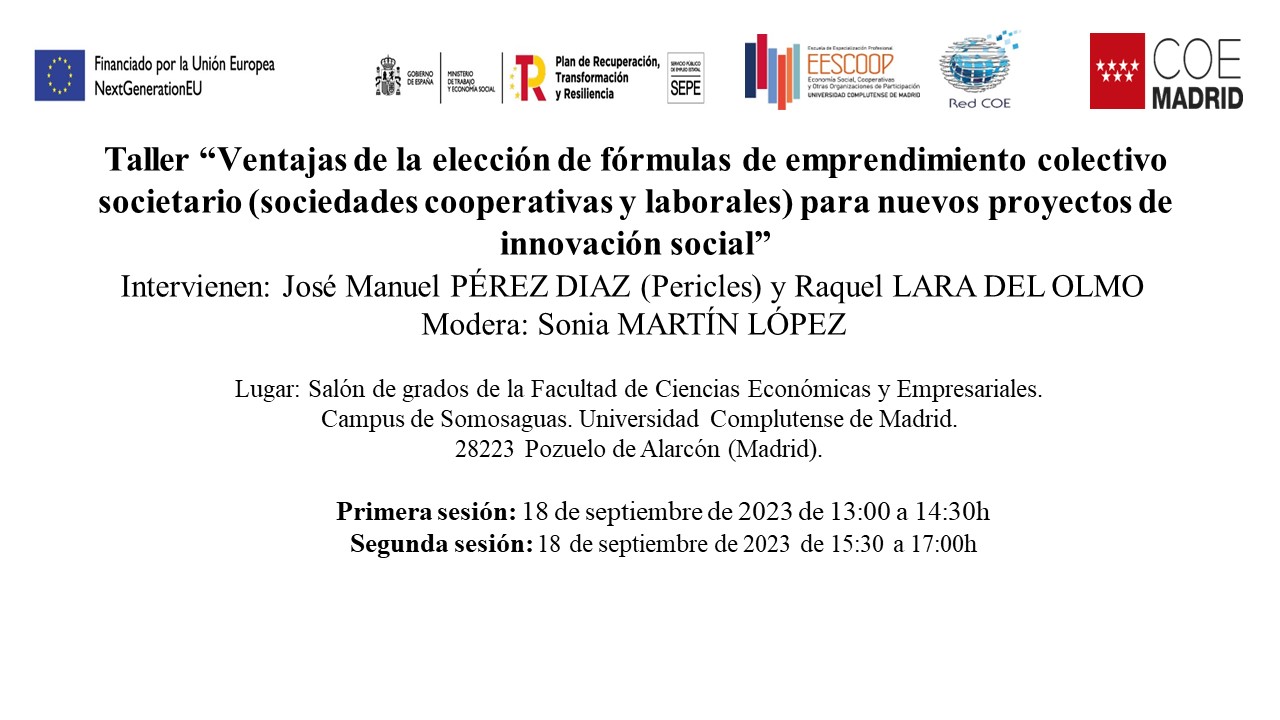 Taller sobre el impacto de las sociedades cooperativas y laborales en el emprendimiento en innovación social - 1